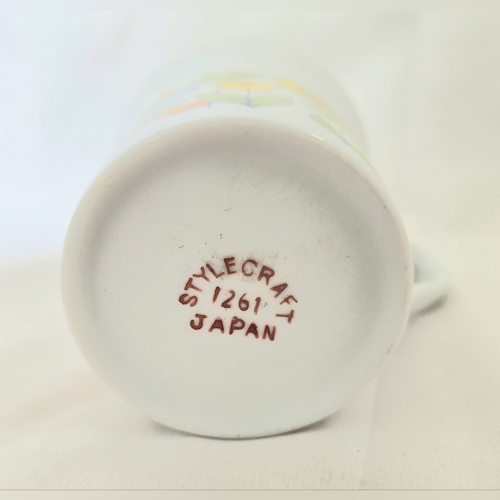 Vintage Stylecraft Tall Coffee Mug Flower Power Design w/ Birds 60s 70s - Picture 9 of 9